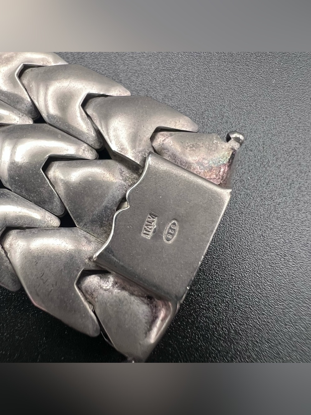 Sterling Silver Modernist Italian Wide Flex Link Bracelet - Picture 7 of 12